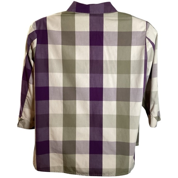 Kim Rogers Checkered Blouse in Purple and Tan, Plus Size 18 (2X) - Picture 2 of 7